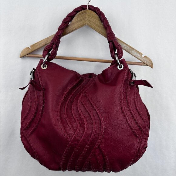 Fenn Wright Manson | Gorgeous Red Soft Leather Woven Hobo Bag - Picture 9 of 14
